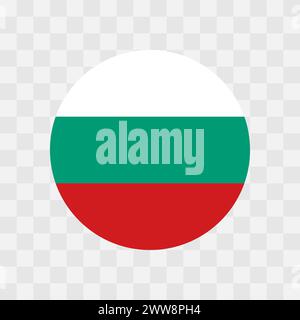 Bulgaria flag - circle vector flag isolated on checkerboard transparent background Stock Vector