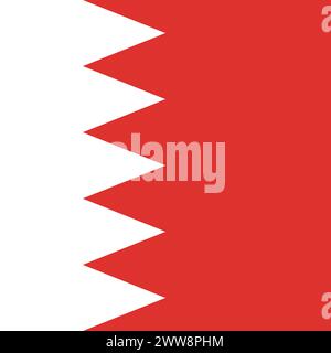 Bahrain flag - solid flat vector square with sharp corners. Stock Vector