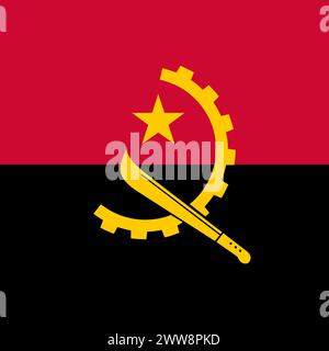 Angola flag - solid flat vector square with sharp corners. Stock Vector