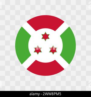 Burundi flag - circle vector flag isolated on checkerboard transparent background Stock Vector