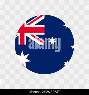 Australia flag - circle vector flag isolated on checkerboard transparent background Stock Vector
