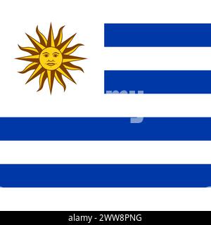 Uruguay flag - solid flat vector square with sharp corners. Stock Vector