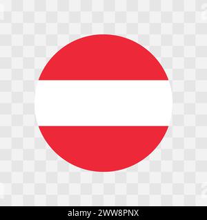 Austria flag - circle vector flag isolated on checkerboard transparent background Stock Vector