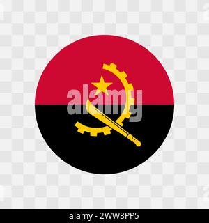 Angola flag - circle vector flag isolated on checkerboard transparent background Stock Vector