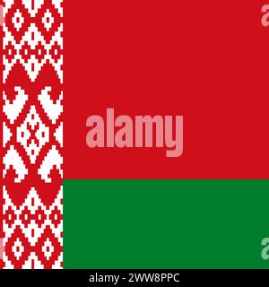 Belarus flag - solid flat vector square with sharp corners. Stock Vector