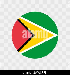 Guyana flag - circle vector flag isolated on checkerboard transparent background Stock Vector