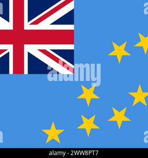 Tuvalu flag - solid flat vector square with sharp corners. Stock Vector