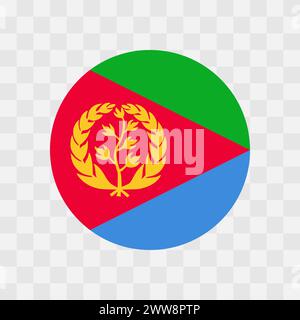 Eritrea flag - circle vector flag isolated on checkerboard transparent background Stock Vector