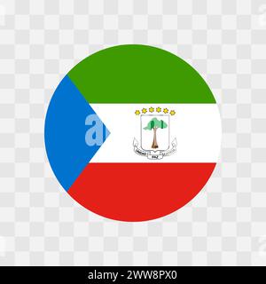 Equatorial Guinea flag - circle vector flag isolated on checkerboard transparent background Stock Vector