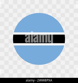 Botswana flag - circle vector flag isolated on checkerboard transparent background Stock Vector
