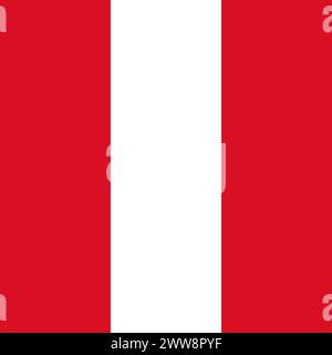 Peru flag - solid flat vector square with sharp corners. Stock Vector