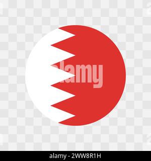Bahrain flag - circle vector flag isolated on checkerboard transparent background Stock Vector