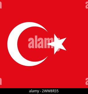 Turkey flag - solid flat vector square with sharp corners. Stock Vector