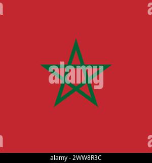Morocco flag - solid flat vector square with sharp corners. Stock Vector