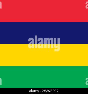 Mauritius flag - solid flat vector square with sharp corners. Stock Vector