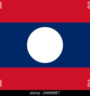 Laos flag - solid flat vector square with sharp corners. Stock Vector
