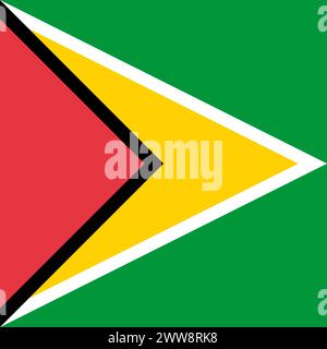 Guyana flag - solid flat vector square with sharp corners. Stock Vector