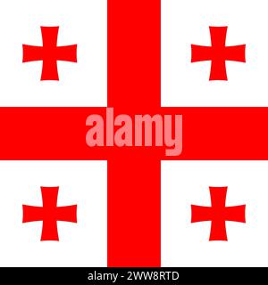 Georgia flag - solid flat vector square with sharp corners. Stock Vector