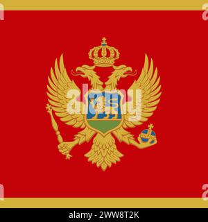 Montenegro flag - solid flat vector square with sharp corners. Stock Vector