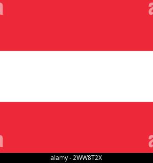 Austria flag - solid flat vector square with sharp corners. Stock Vector