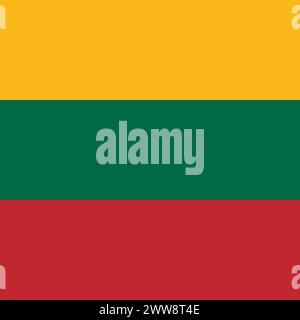 Lithuania flag - solid flat vector square with sharp corners. Stock Vector