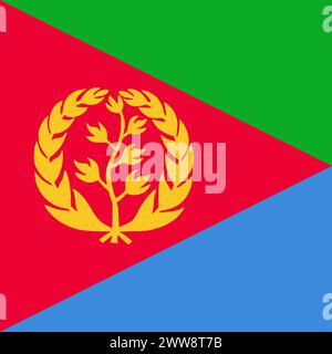 Eritrea flag - solid flat vector square with sharp corners. Stock Vector