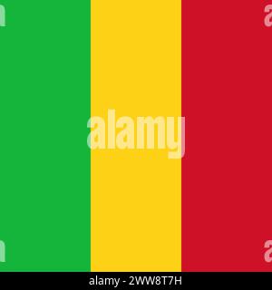 Mali flag - solid flat vector square with sharp corners. Stock Vector
