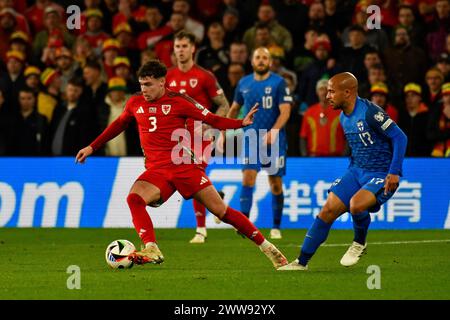 Cardiff, Wales. 21 March 2024. Neco Williams of Wales in action during the UEFA EURO 2024 play-off semi-final between Wales and Finland at the Cardiff City Stadium in Cardiff, Wales, UK on 21 March 2024. Credit: Duncan Thomas/Majestic Media. Stock Photo