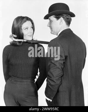 Pre- Publicity two-shot of DIANA RIGG as Emma Peel and PATRICK MACNEE as John Steed for the fourth television series of THE AVENGERS 1965-1966 Associated British Productions for ABC Television Stock Photo