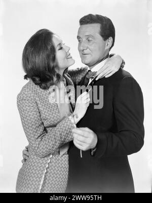 Pre- Publicity two-shot of DIANA RIGG as Emma Peel and PATRICK MACNEE as John Steed for the fourth television series of THE AVENGERS 1965-1966 Associated British Productions for ABC Television Stock Photo