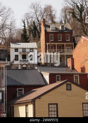 Harpers Ferry, West Virginia along the Potomac River and the Shenandoah River confluence. A pivotal point of the American Civil War. Stock Photo