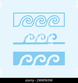 wave and water Isolated round shape logo Blue color  Sea, ocean, river surface Stock Vector