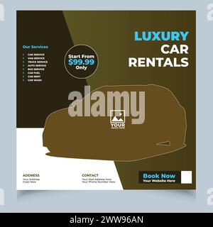 Car rent and sell social media post web banner template business social media post collection for marketing. Car social media post or square web banne Stock Vector
