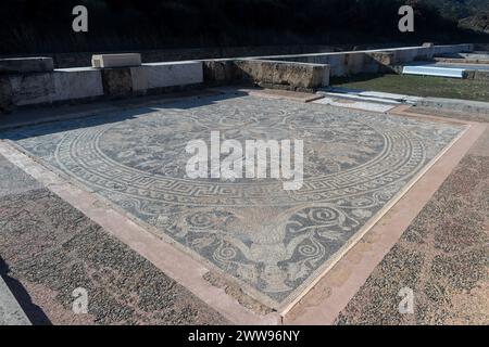 Vergina, Greece -January 5, 2024: The Palace of Aigai following 16 years of restoration. The palace is where Alexander the Great was crowned king of t Stock Photo