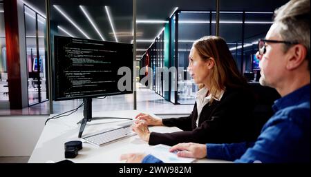 Agile Pair Programming And Extreme Coding. Business Software Stock Photo