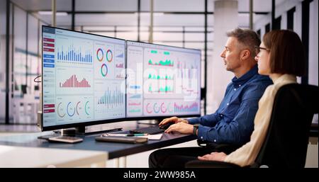 Data Analyst Using Data Analytics KPI Dashboard Stock Photo