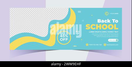 school admission social media photo cover and web banner. Back to school online education web banner template. Kids education e-learning design Stock Vector