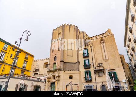 Naples, Italy - April 9, 2022: San Domenico Maggiore is a Gothic, Roman Catholic church and monastery located in the square of the same name in  Naple Stock Photo