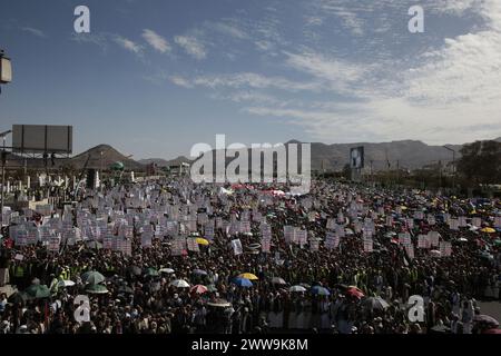 Sanaa, Yemen. 22 Mar, 2024. YEMEN. Houthi supporters protest against the US and Israel Credit: Hamza Ali/Alamy Live News Stock Photo