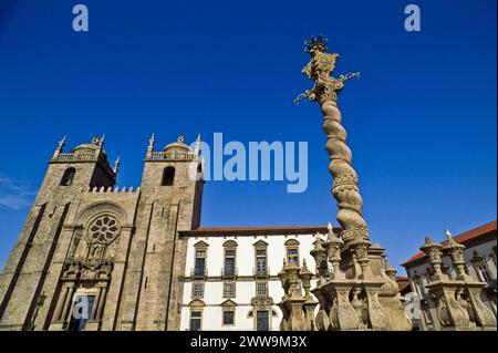 Oporto Se Cathedral, important Romanesque monument is one of Portugal's oldest churches was completed in 13th century - historic old city in Porto Stock Photo