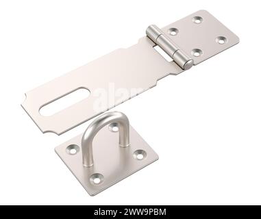 Hasp door latch, 3D rendering isolated on white background Stock Photo