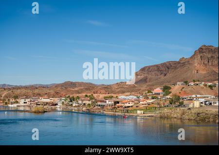 Campgrounds and resorts along the Colorado River below the Parker Dam.  California - Arizona border. Stock Photo