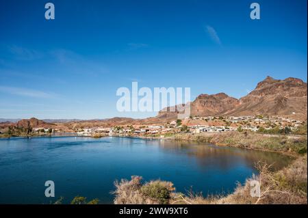 Campgrounds and resorts along the Colorado River below the Parker Dam.  California - Arizona border. Stock Photo