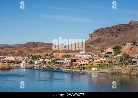 Campgrounds and resorts along the Colorado River below the Parker Dam.  California - Arizona border. Stock Photo