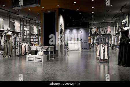 3d render of cloth footwear store Stock Photo