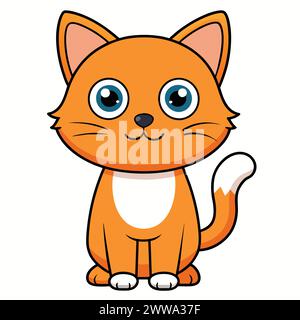 Orange cat vector illustration flat cute cat character mascot icon vector isolated Stock Vector
