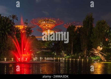 Dragonfly Lake and Supertrees of Singapore Stock Photo