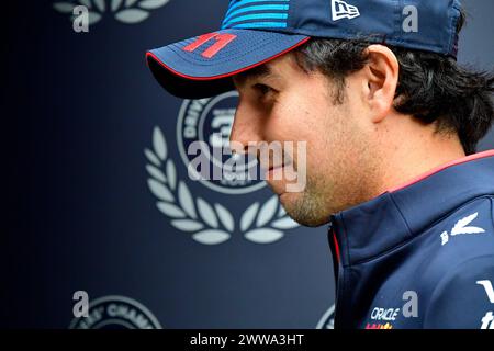 MELBOURNE, AUSTRALIA 25 February 2024. Pictured: 11 Sergio Pérez (MEX) Oracle Red Bull Racing in the paddock at the FIA Formula 1 Rolex Australian Grand Prix 2024 3rd round from 22nd to 24th March at the Albert Park Street Circuit, Melbourne, Australia. Credit: Karl Phillipson/Alamy Live News Stock Photo