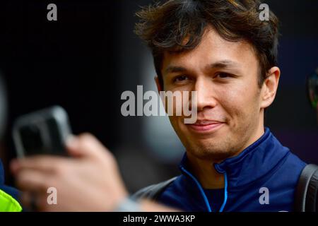 MELBOURNE, AUSTRALIA 25 February 2024. Pictured: 23 Alexander Albon (THA) Williams Racing in the paddock at the FIA Formula 1 Rolex Australian Grand Prix 2024 3rd round from 22nd to 24th March at the Albert Park Street Circuit, Melbourne, Australia. Credit: Karl Phillipson/Alamy Live News Stock Photo