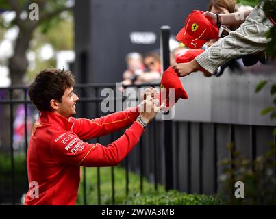 MELBOURNE, AUSTRALIA 25 February 2024. Pictured: 16 Charles Leclerc (MCO) Scuderia Ferrari in the paddock at the FIA Formula 1 Rolex Australian Grand Prix 2024 3rd round from 22nd to 24th March at the Albert Park Street Circuit, Melbourne, Australia. Credit: Karl Phillipson/Alamy Live News Stock Photo